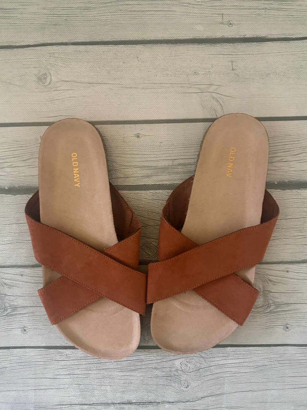 Old Navy Women's Tan-Brown Crisscross Slide Sandals